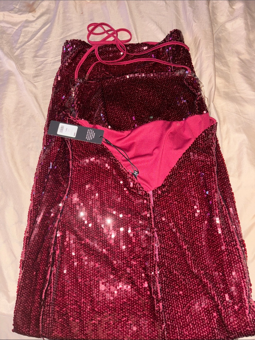 Sequin Maxi Skirt with Side Slit - Wine Pink